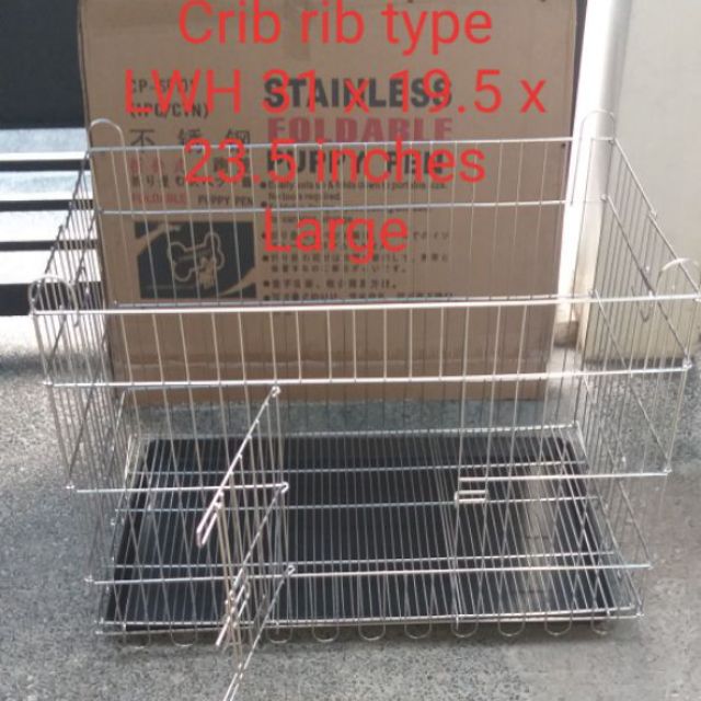 Crib type foldable stainless dog cage Large Shopee Philippines