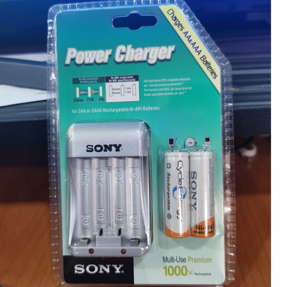 SONY Compact Charger With 2pcs AA/AAA Rechargeable Batteries Shopee Philippines