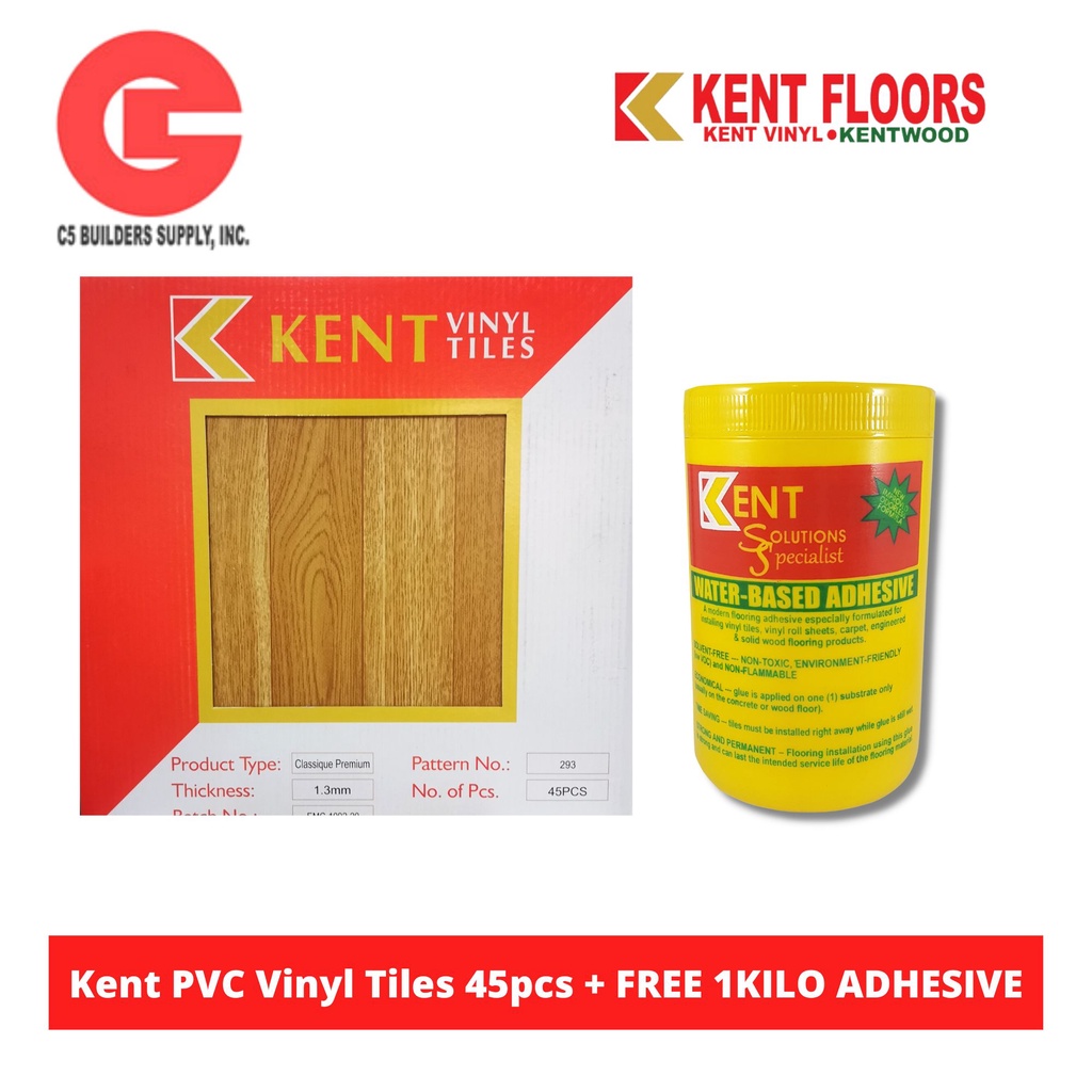 Kent Floors PVC Vinyl Tiles 30x30cm Thickness 1.3mm (45pcs) with 1KILO