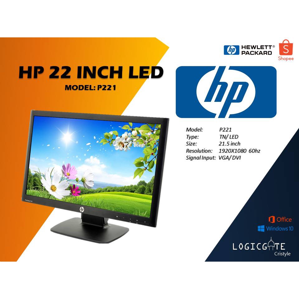 HP ProDisplay 22 Inch P221 LED Monitor Class B Shopee Philippines