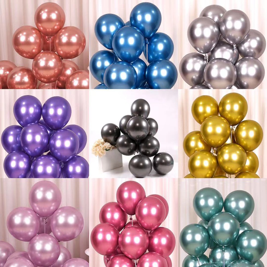 Chrome 10" Metallic latex Balloons (10pcs) birthday decor Party ballon