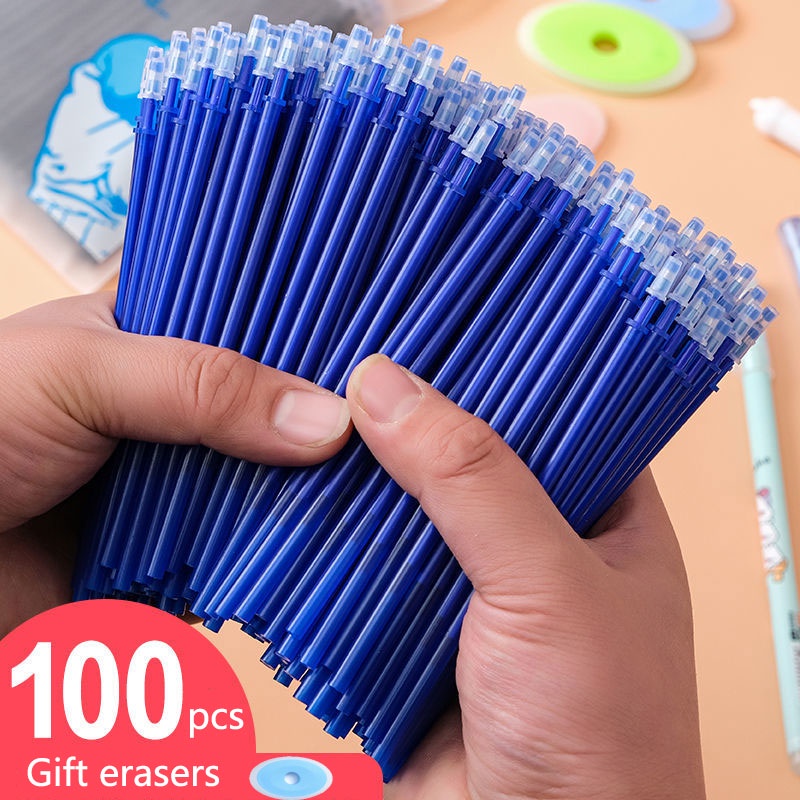 100 Pcs/lot Erasable Gel Pen Refills Blue 0.5 mm Gelink Rod Washable