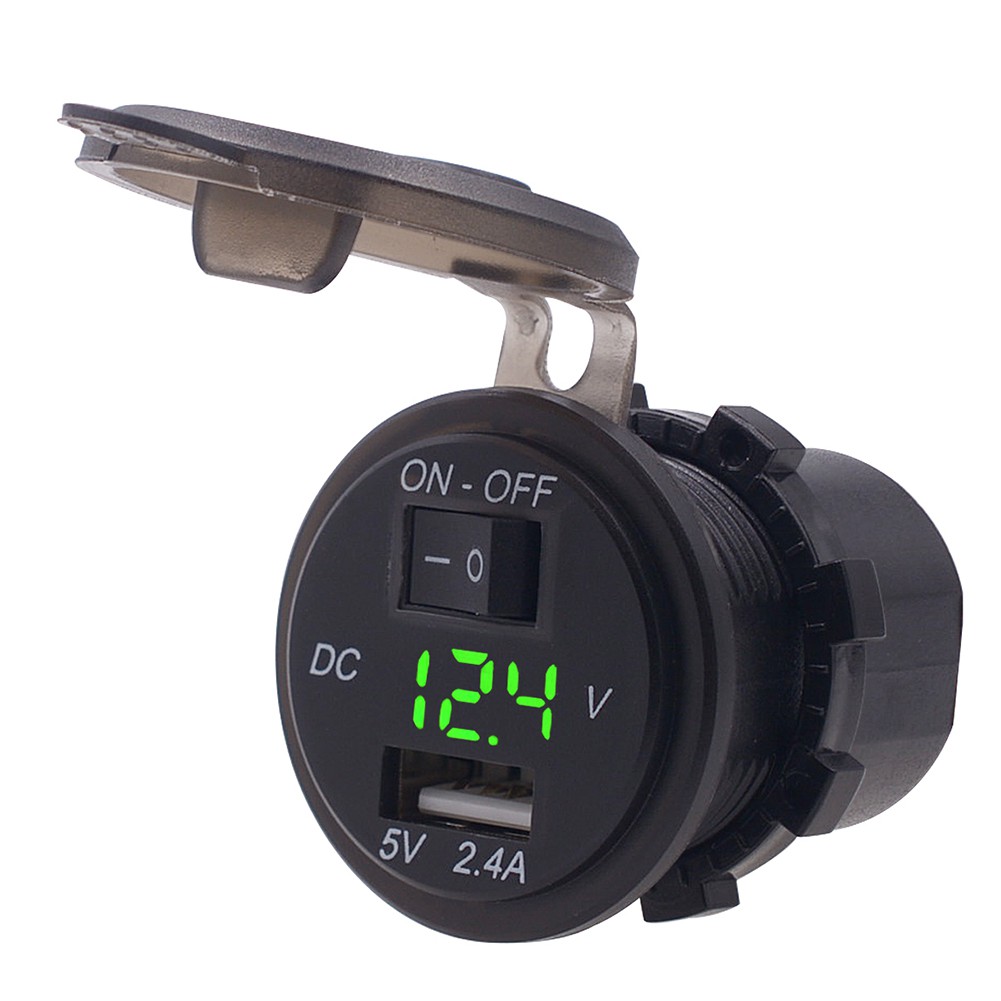 12V Mobile Phone Charger Socket Digital Display Voltmeter USB Charger