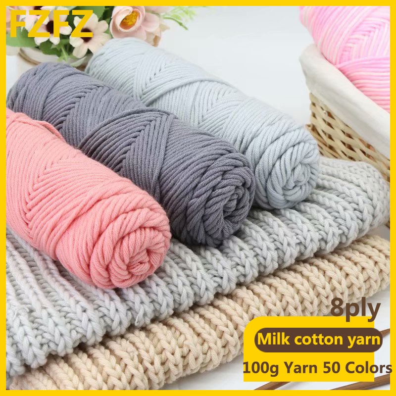 【50 colors】Yarn 100g Milk Cotton Yarn Wool 8 ply Thread for Knitting Scarf Wool Handmade DIY