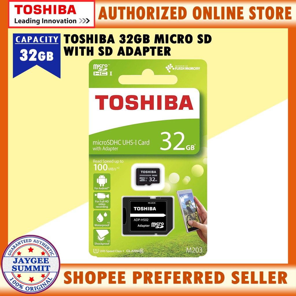 TOSHIBA 32GB microSDHC M203 memory Card Class 10 UHSI with adapter