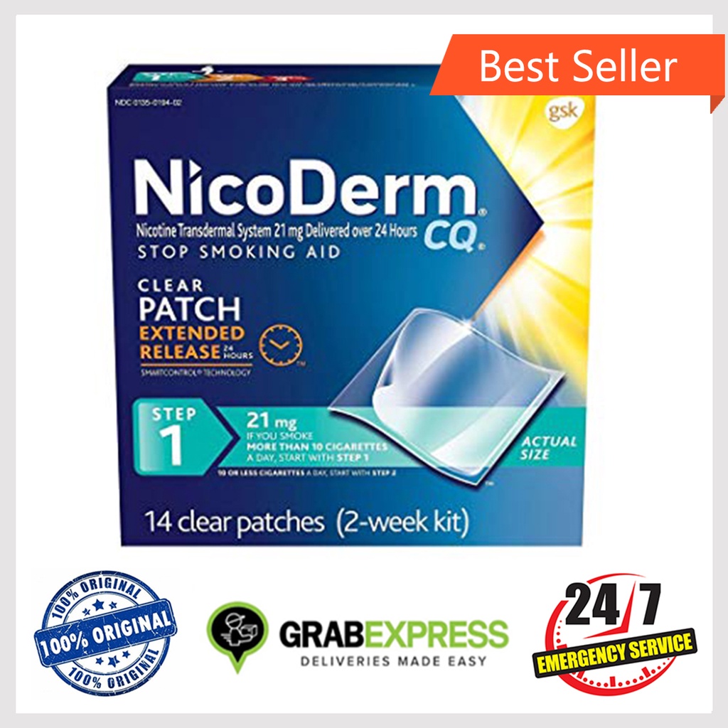 authentic!Nicoderm Patch Step 1, 21mg, Stop Smoking Aid, 14 count