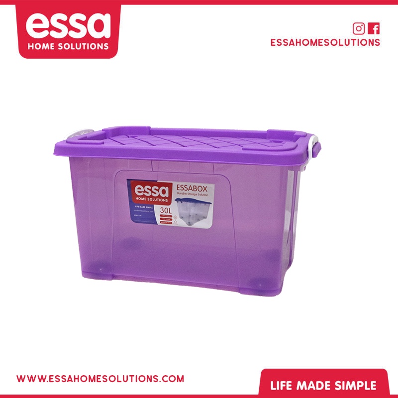 Essa Home Solutions Colored Storage Box 30 Liter (Plastic Organizer