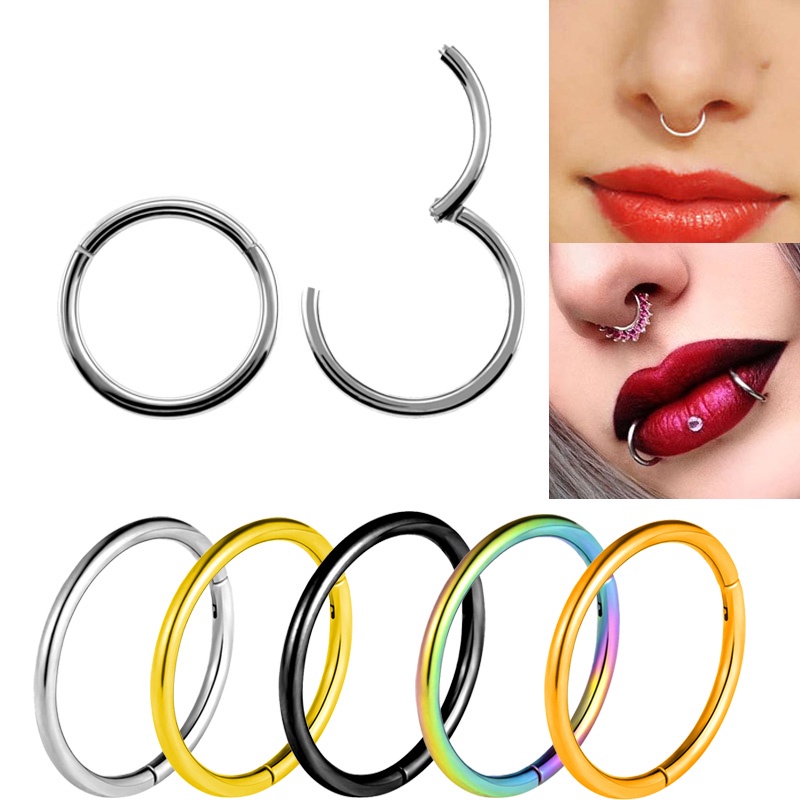 Titanium Hinged Segment Small Nose Rings Ear Cartilage Tragus Helix Lip