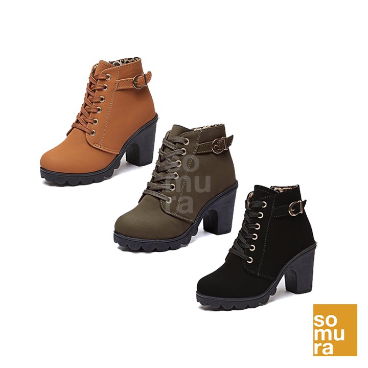 Fashion Women’s Suede HighHeel Boot Ankle Boots (8881) Shopee