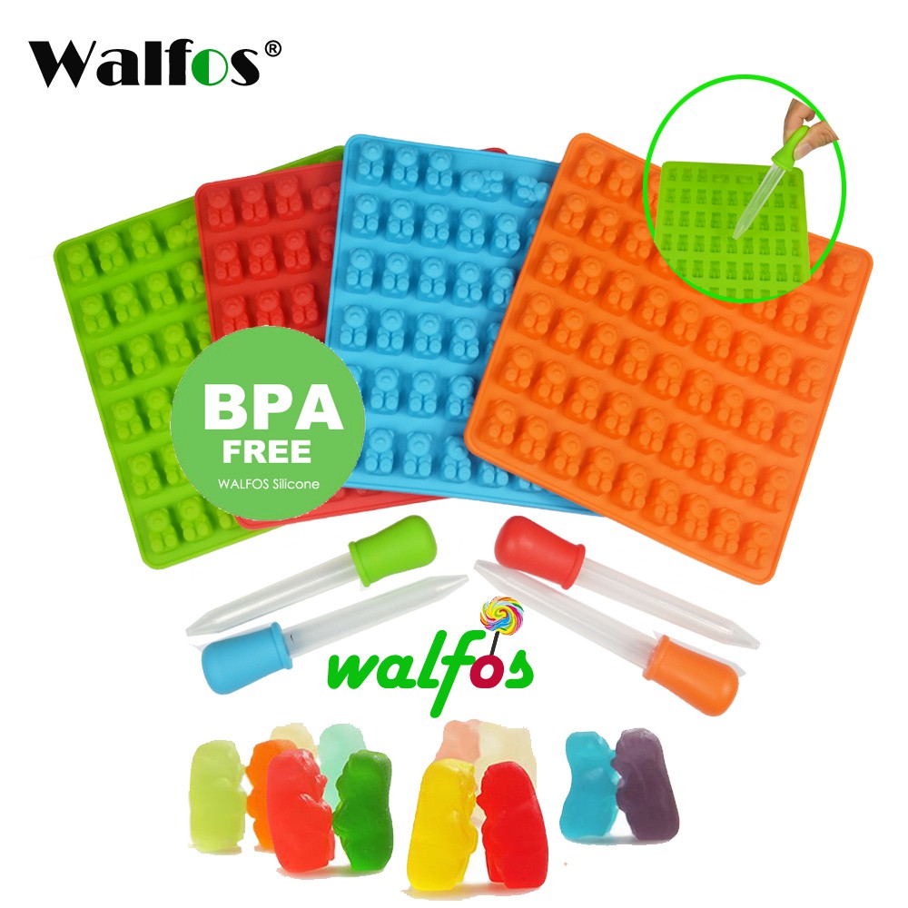 Walfos 53 Cavity Gummy Bears Silicone Soap Ice Cube Tray Shopee