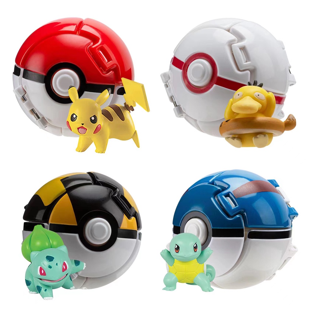 Throw Pokeball Automatically Bounce With Pokemon Figure Pikachu Anime