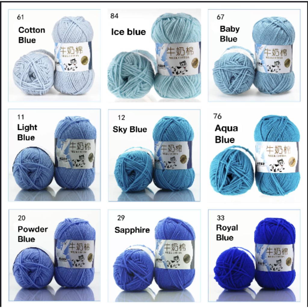 Milk cotton crochet knitting yarn 5 ply blue green colors Shopee Philippines