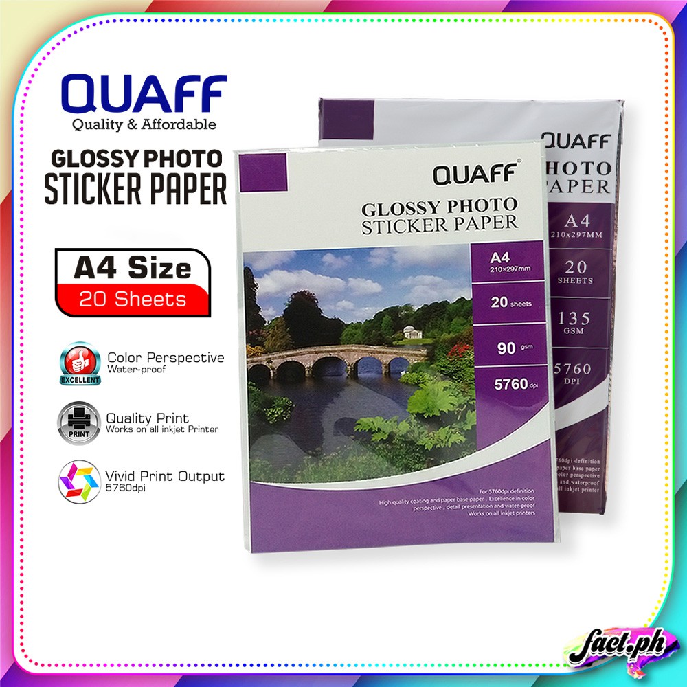 QUAFF Glossy Sticker / Photo Sticker / Paper Sticker / Inkjet Sticker