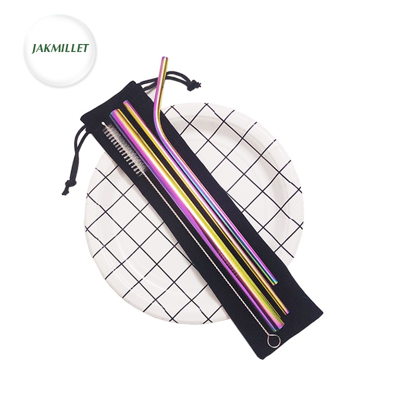 Ready Stock Stainless Steel Straw Reusable Straight Bend Metal Drinking