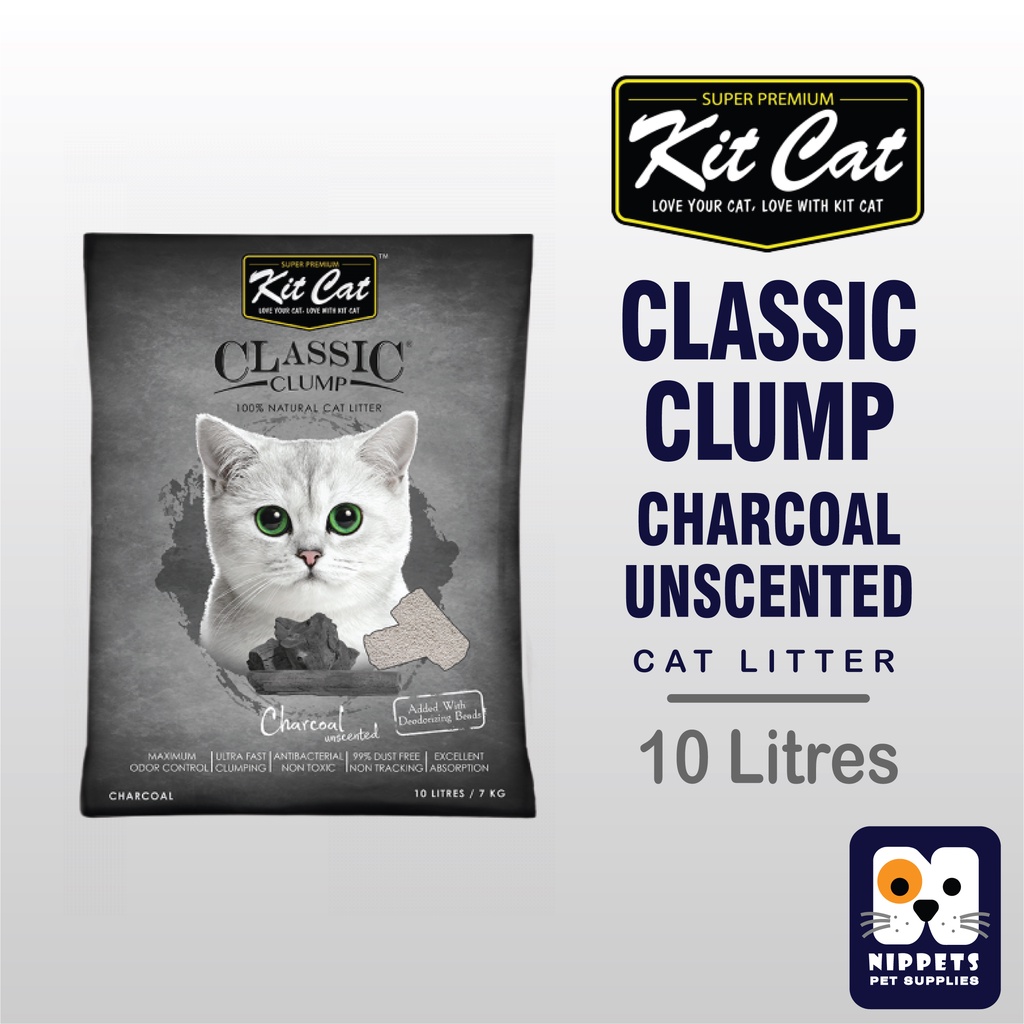 Kit Cat Classic Clump Litter (Charcoal Unscented ) 10Liter Shopee