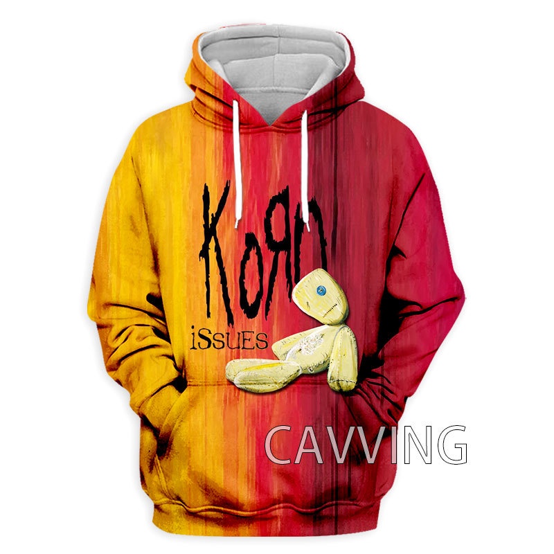 Men's 3D Print Korn Band Hoodies Hooded Sweatshirts Harajuku Hoodie