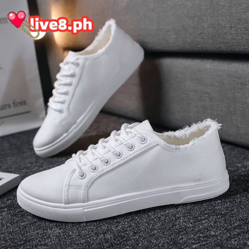 live8 Breathable White Shoes Boys Plain White Shoes Simple Casual Shoes