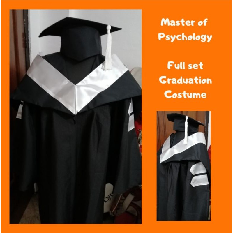 Unisex Master of Psychology Academic graduation Toga gown, cap, hood