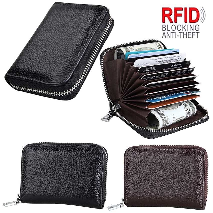 Mens Wallet Credit Card Holder Genuine Leather RFID