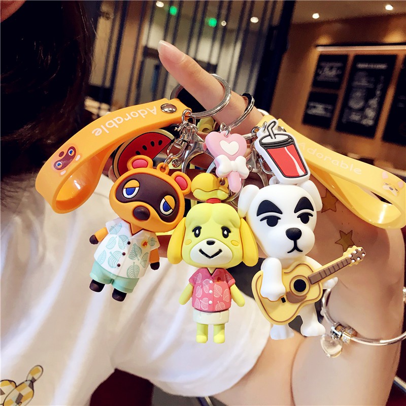 Animal Crossing Son Doll Car Keychain Korea Men Women Lovers Key Chain Pendant Small Cute