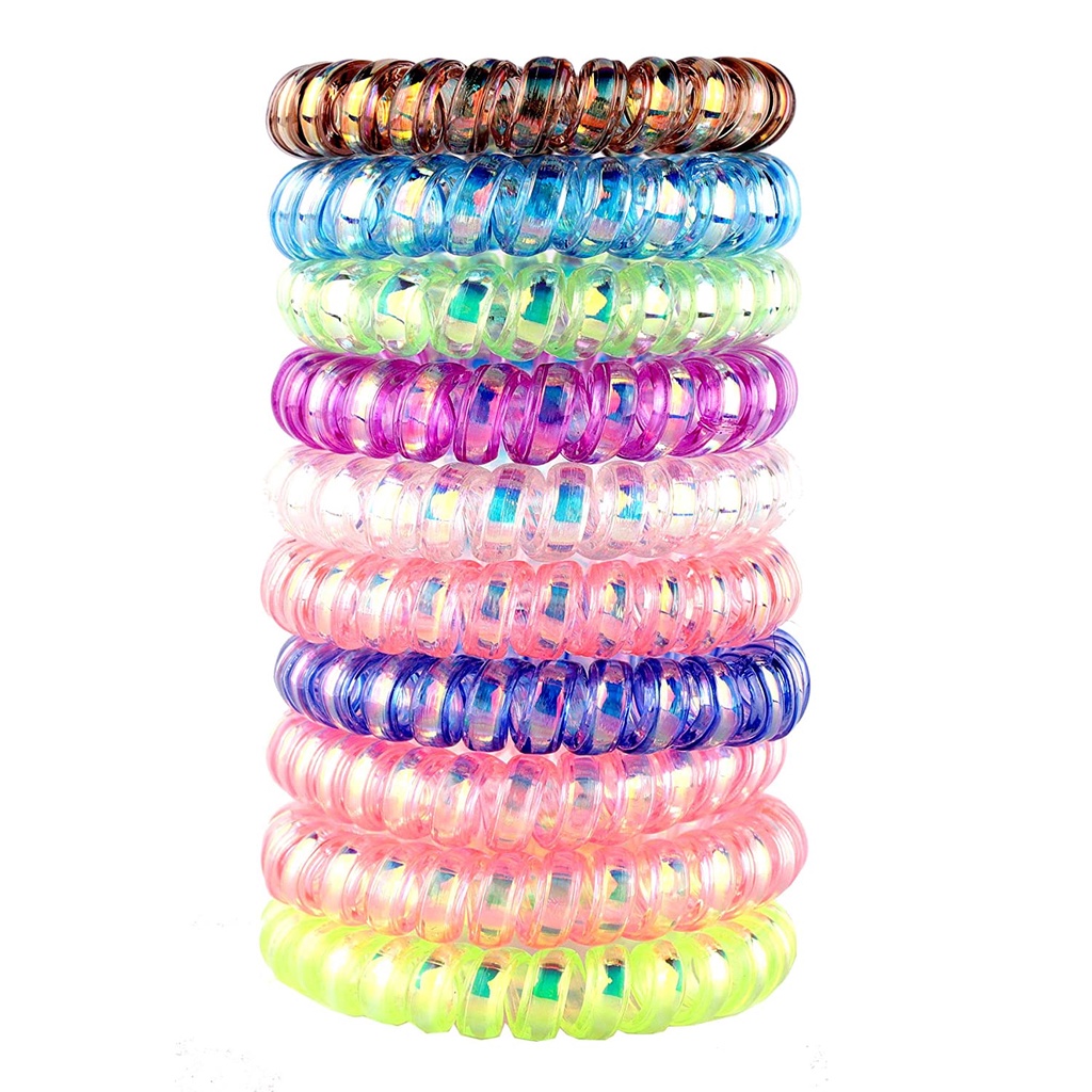 10 Piece Spiral Hair Ties for Thick Hair , Coil Elastics Hair Ties