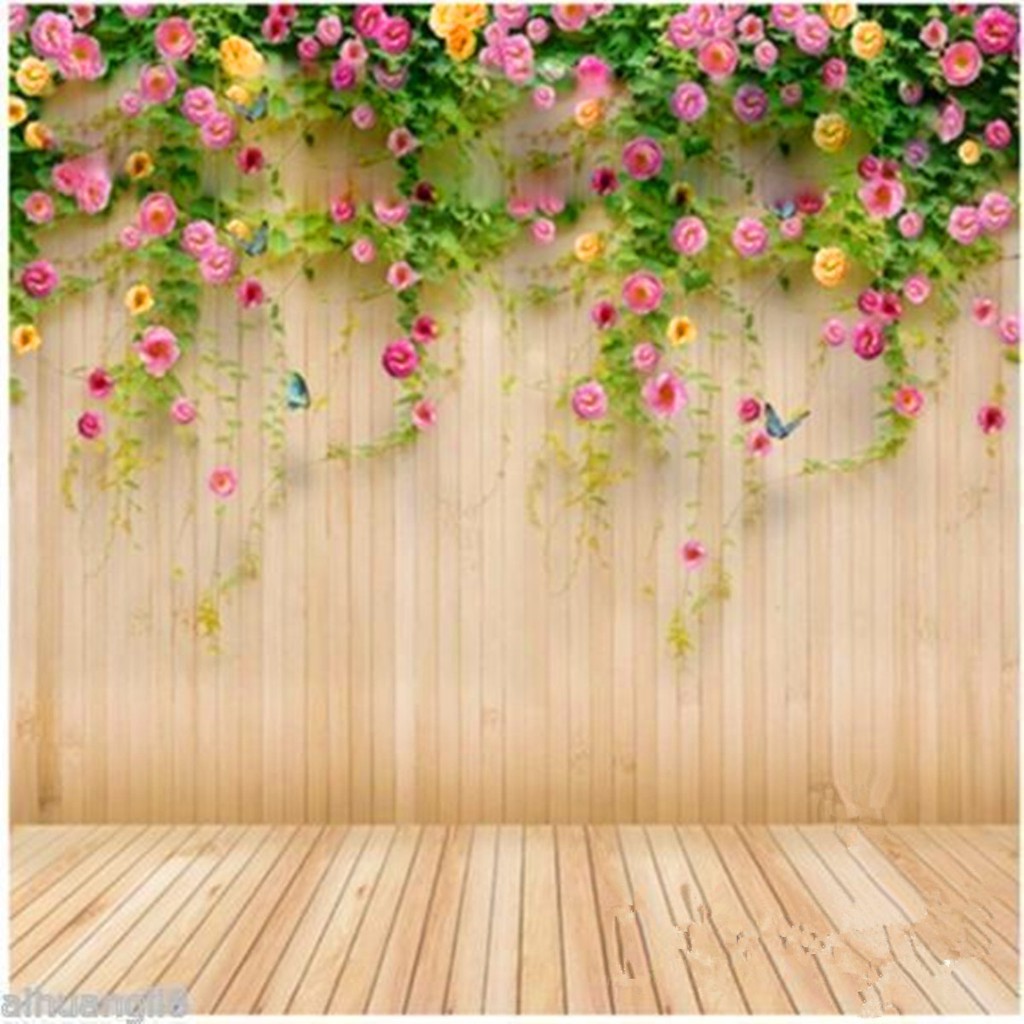 3x5ft Flower Wood Wall Vinyl Photography Model Backdrop Background
