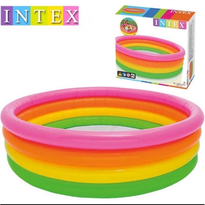 Intex kiddie pools 3 sizes, inflatable kids rainbow pools. Shopee