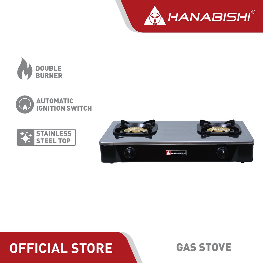 Hanabishi Double Burner Gas Stove GS2000 Stainless Steel Body, Energy Efficient Shopee Philippines