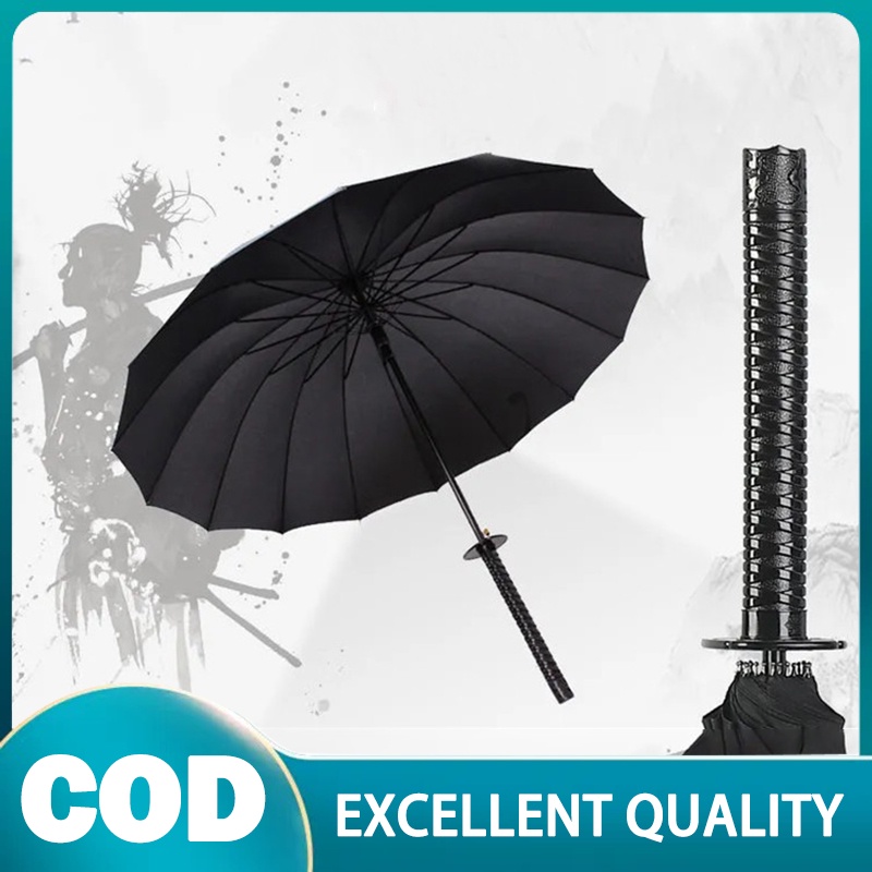Fashion Umbrella Black Samurai Umbrella Katana Sword Handle Strap Long
