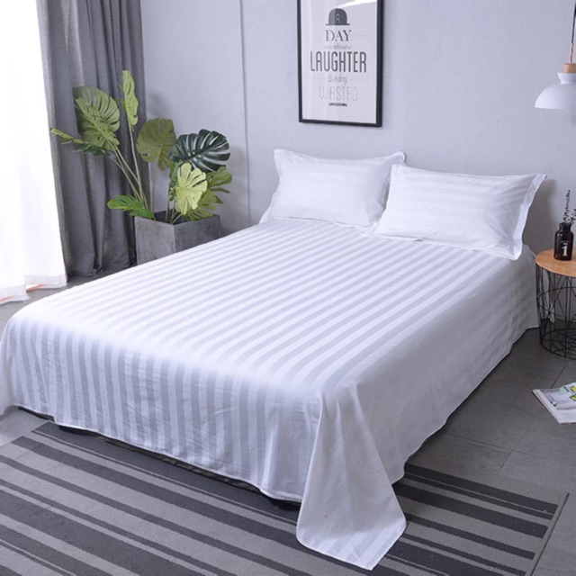 HOTEL QUALITY WHITE STRIPE BEDSHEETS (cod and available onhand