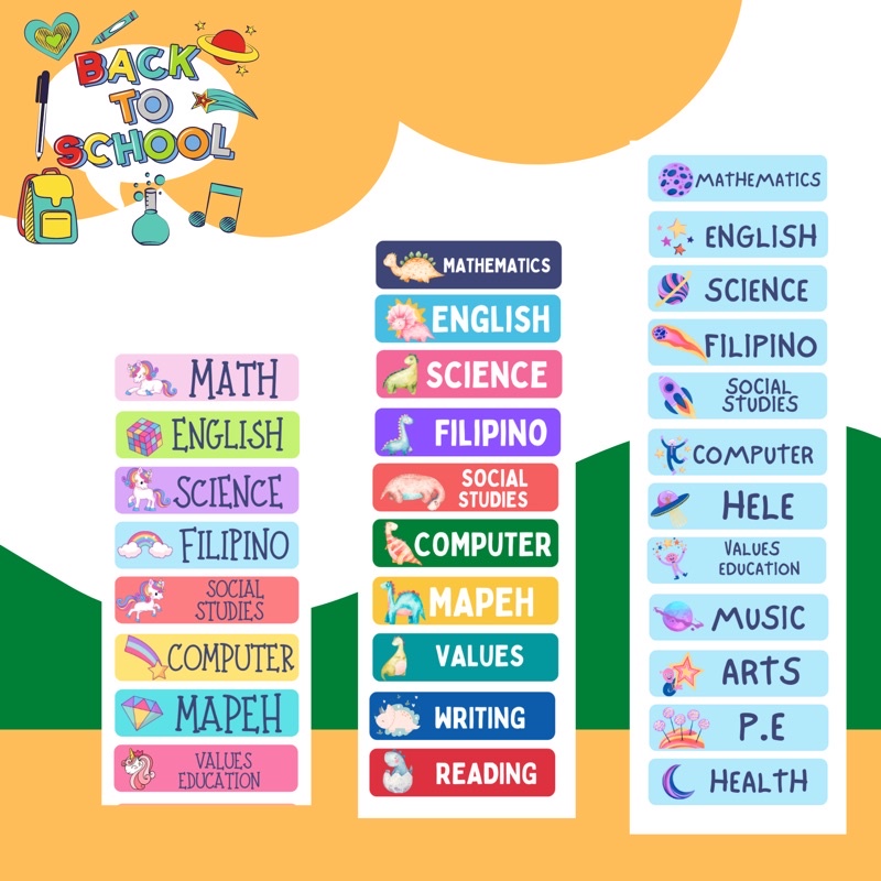 Back to School Subject Stickers Label Shopee Philippines