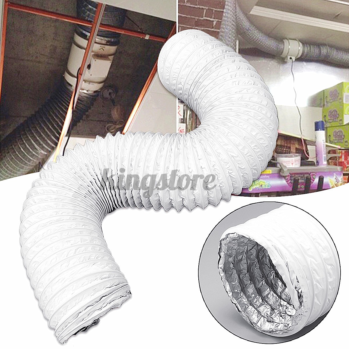 2M Flexible Air Conditioner Exhaust Pipe Vent Hose Duct Outlet 150mm