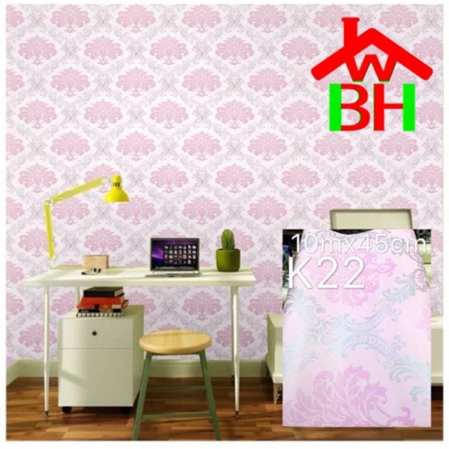 BHW Wallpaper Self Adhesive Elegant Design Color Pink PVC Waterproof