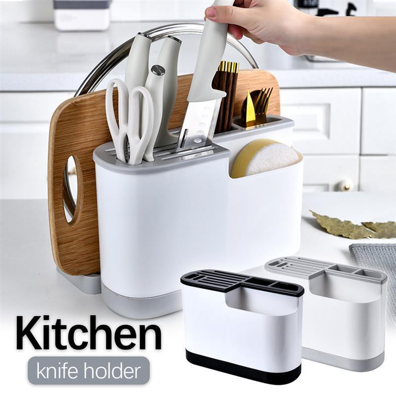 Kitchen Utensils Organizer Rack Knife Holder 3 in 1 Multifunction Drain