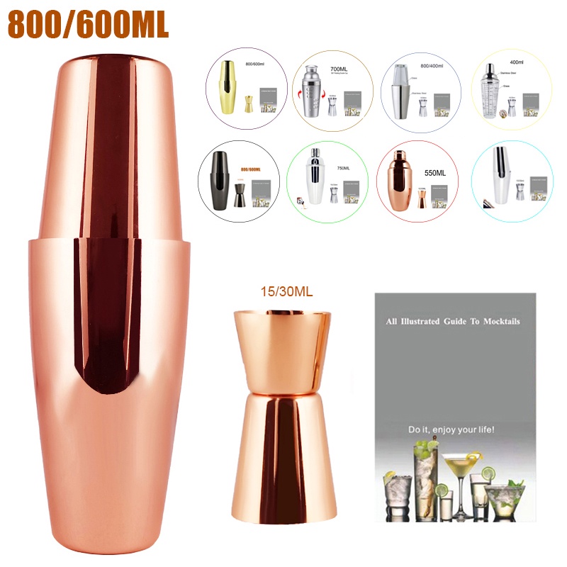 Various Styles of Cocktail Shakers 750ml 750/600ml /800/600ml Gold