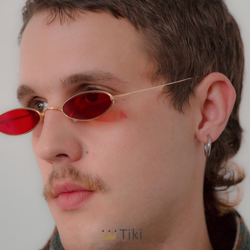 Korean Oval Sunglasses Men Women Hiphop Retro Metal Frame Glass Shades