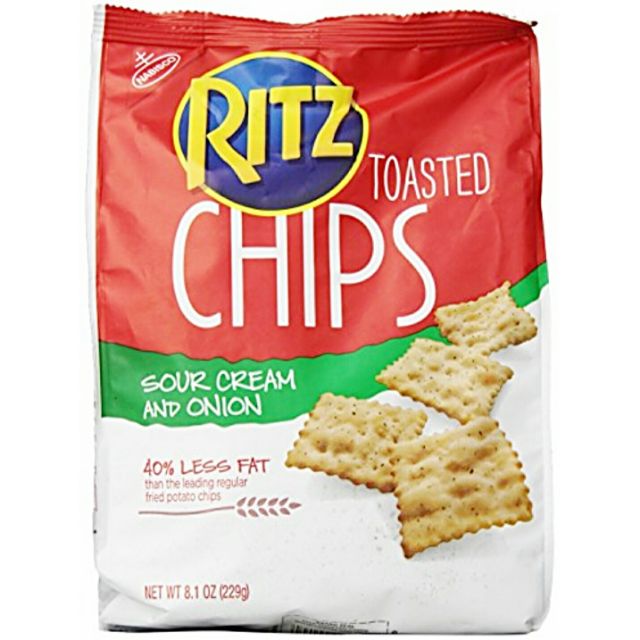 Ritz Toasted Chips Oven Baked Snack Sour Cream & Onion 229g BEST BY aug