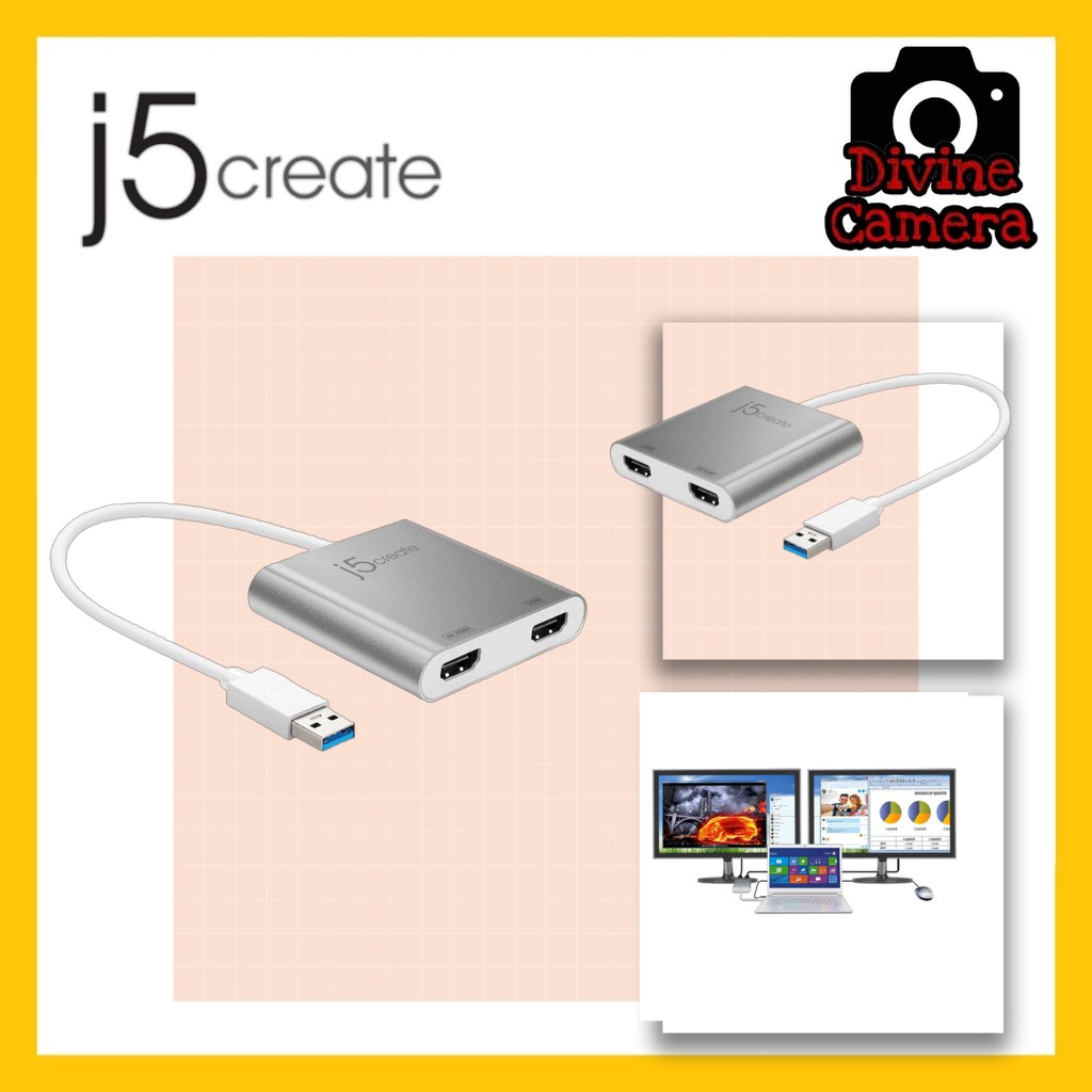 j5 create JUA365 USB 3.0 to Dual HDMI MultiMonitor Adapter Shopee