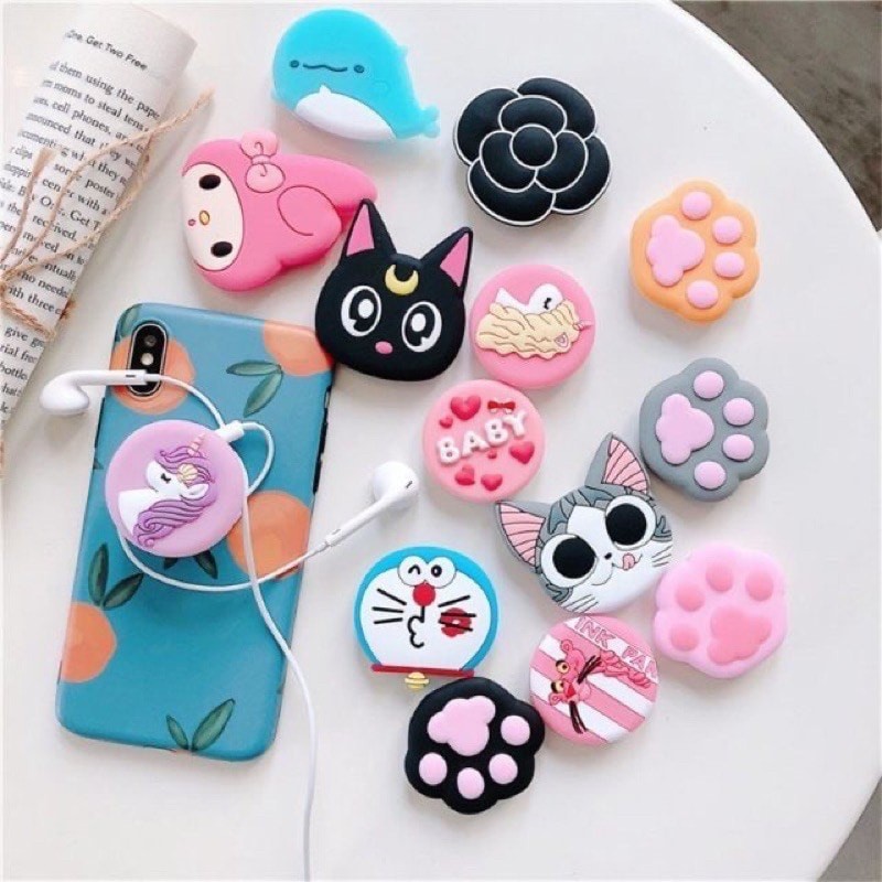 3D Cute Cartoon Characters Silicone Pop Socket Holder