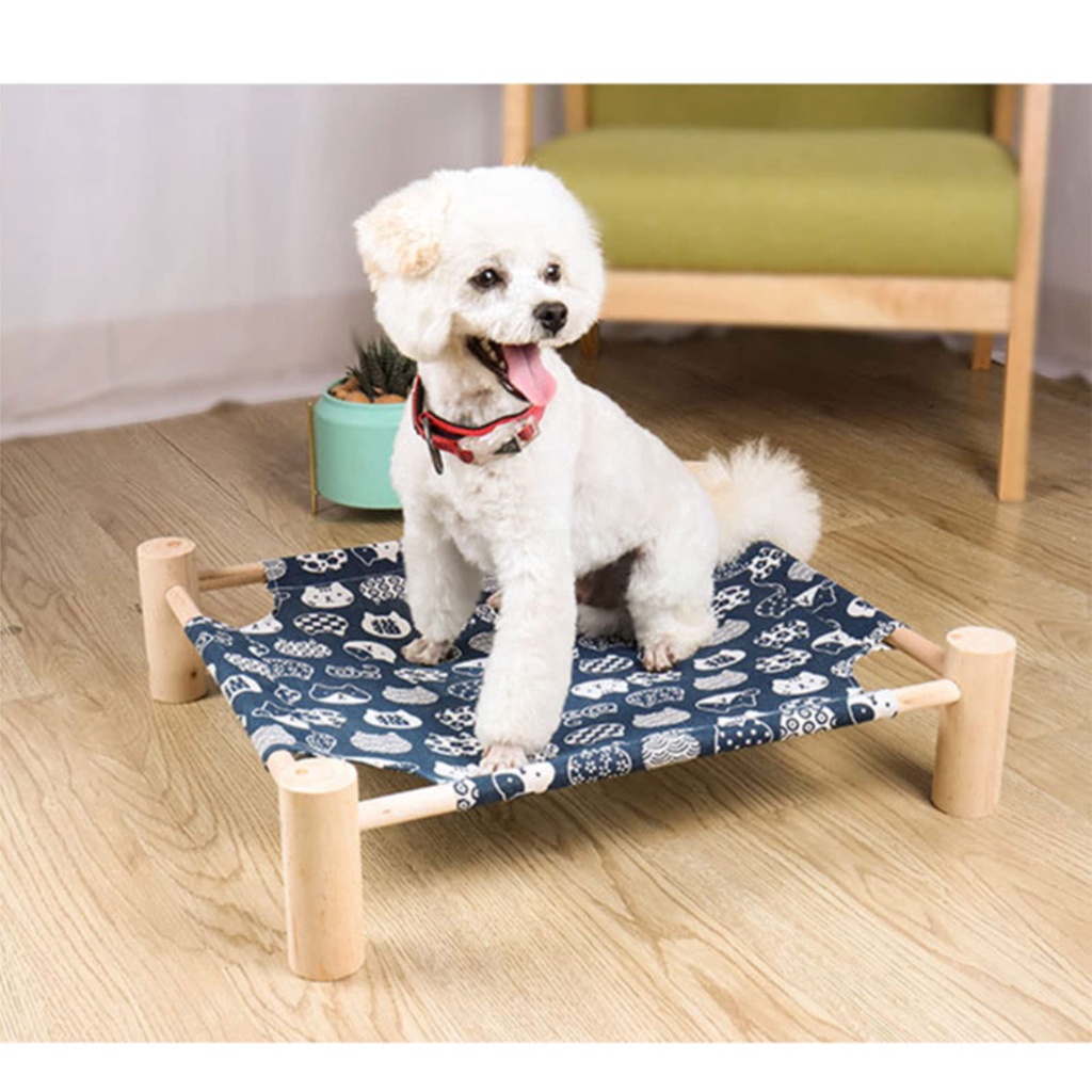 Pet Bed Wood Pet Camping Solid Bed for Dog Detachable Portable Washable