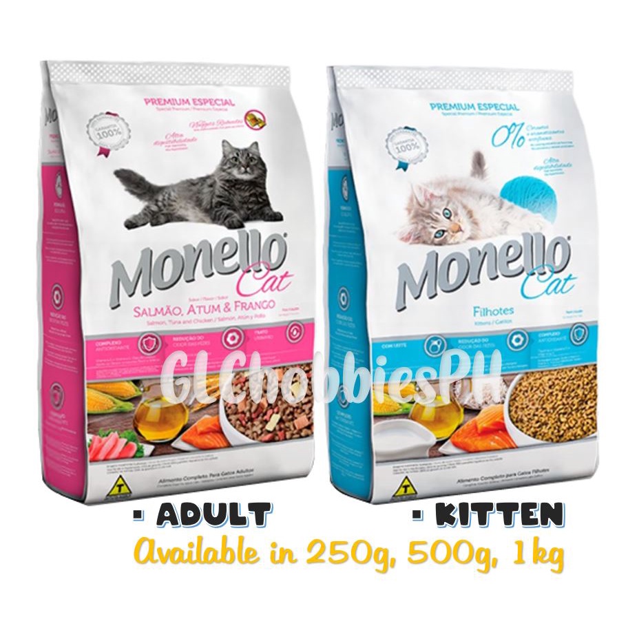 MONELLO dry cat food kibble catfood Adult Salmon Tuna Chicken, Kitten