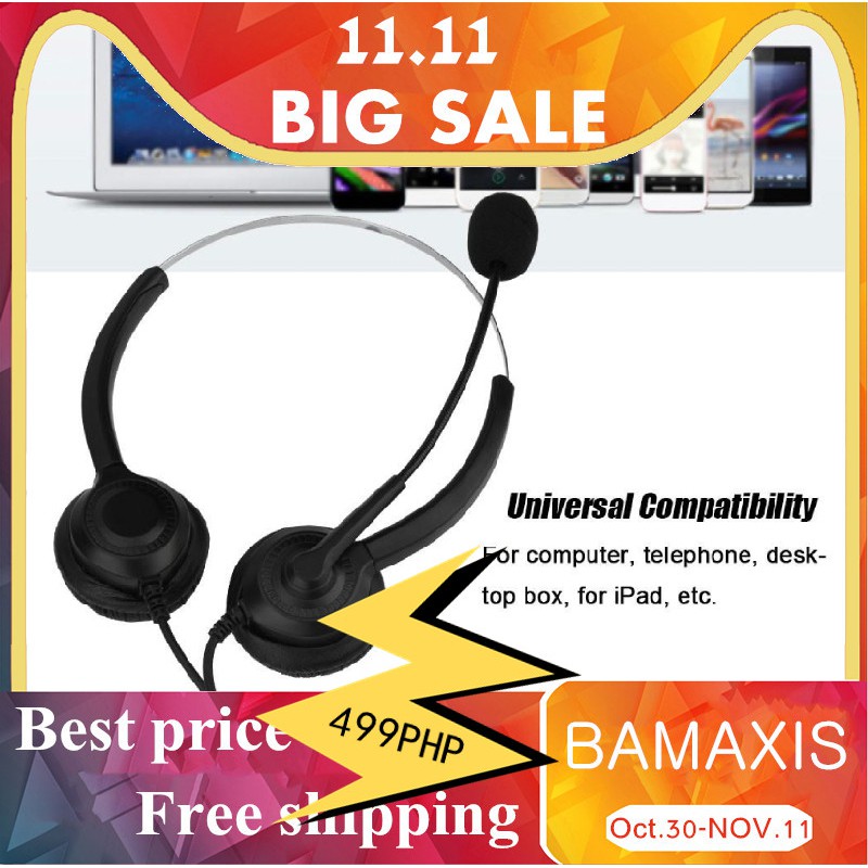 Noise Cancelling Call Center Headset with Microphone