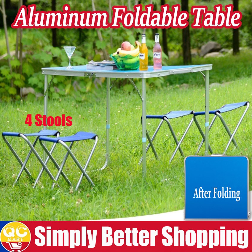 Aluminium 5pcs Outdoor Waterproof Folding Table With Chair Foldable