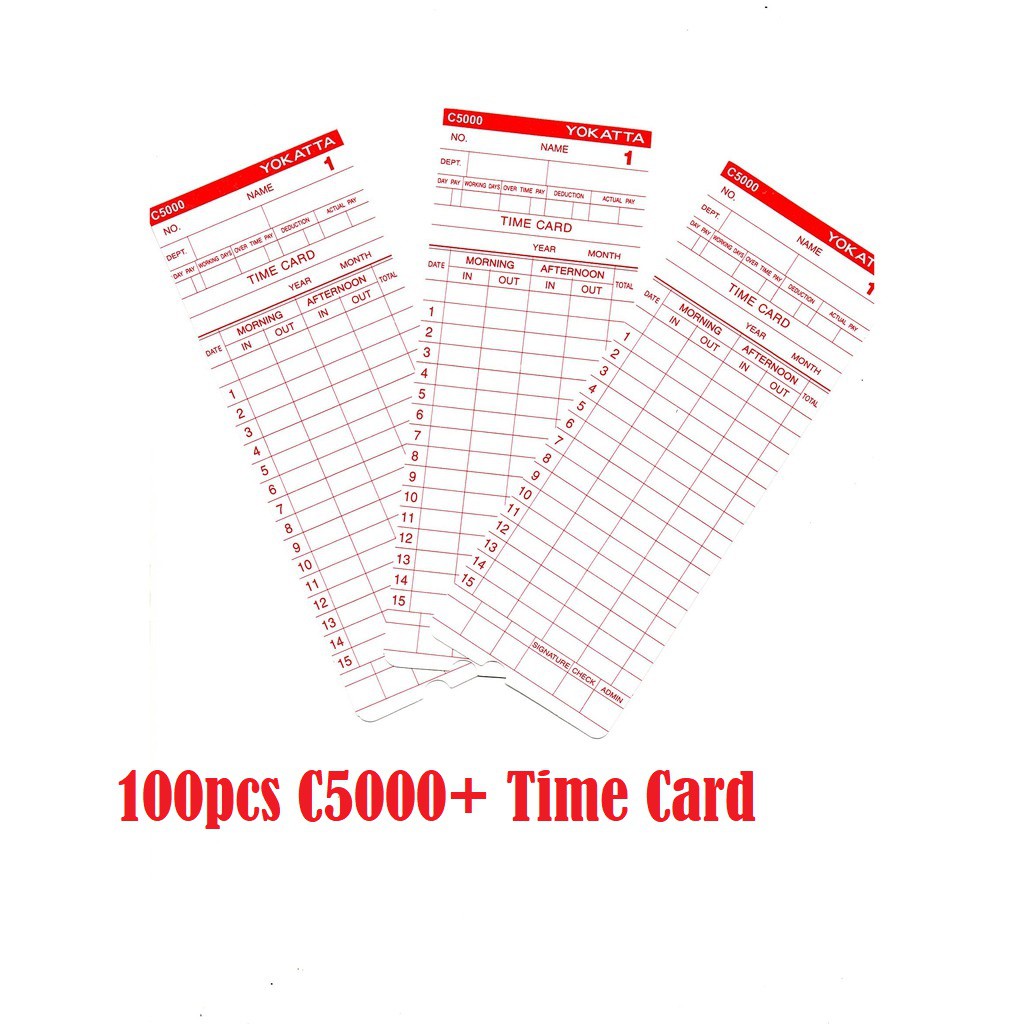 Bundy clock Accessories C5000+ Bundy Clock Time Card For DX5 Yokatta