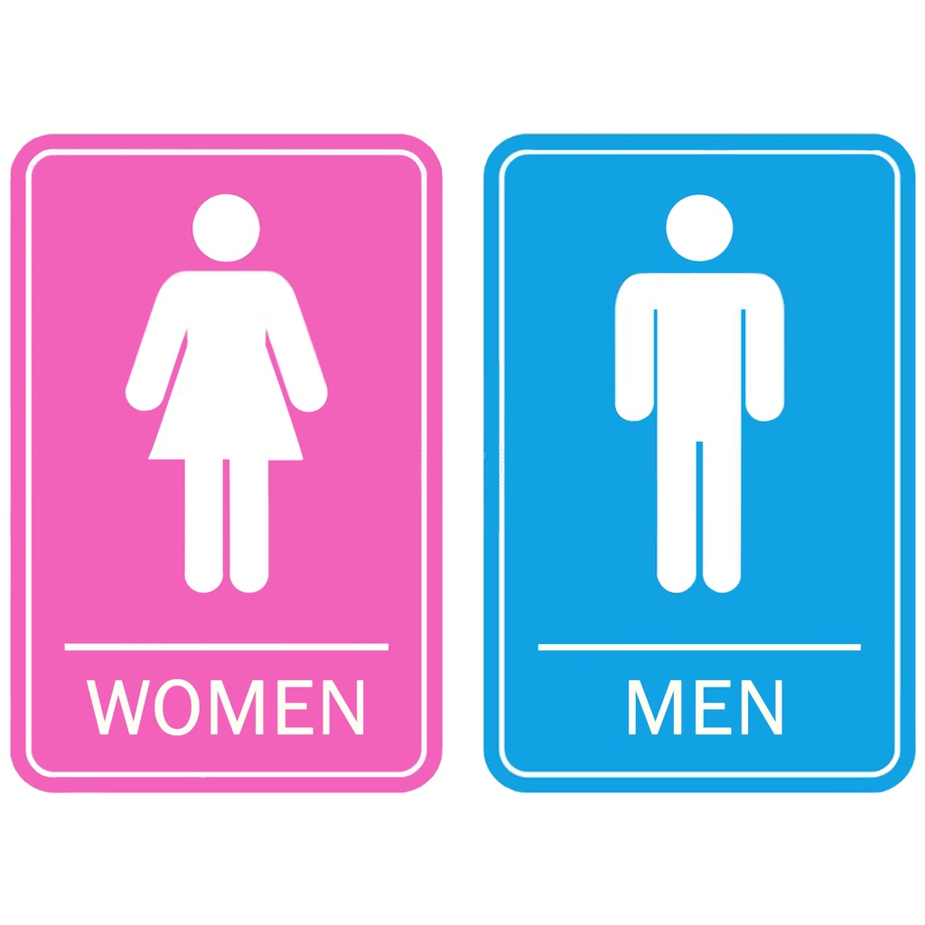 Restroom Comfort Room Men Women Blue Pink Laminated Signage 5 x 8