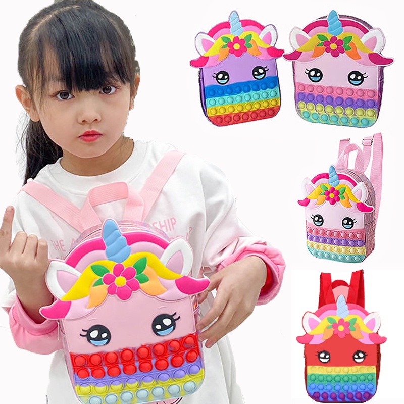 Unicorn Bag for Kids Girls Pop It Unicorn Toy Bag School Supplies for