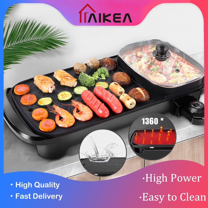 Samgyupsal grill pan set Korean grill Electric Pot Grill pan electric BBQ grill Aikea Shopee