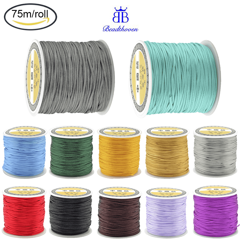 Ready Stock 1Roll 1mm 75m/roll Rattail Satin Cord Nylon Thread for