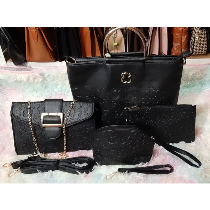 Korean Fashion Bags 4in1 Set Black Shopee Philippines