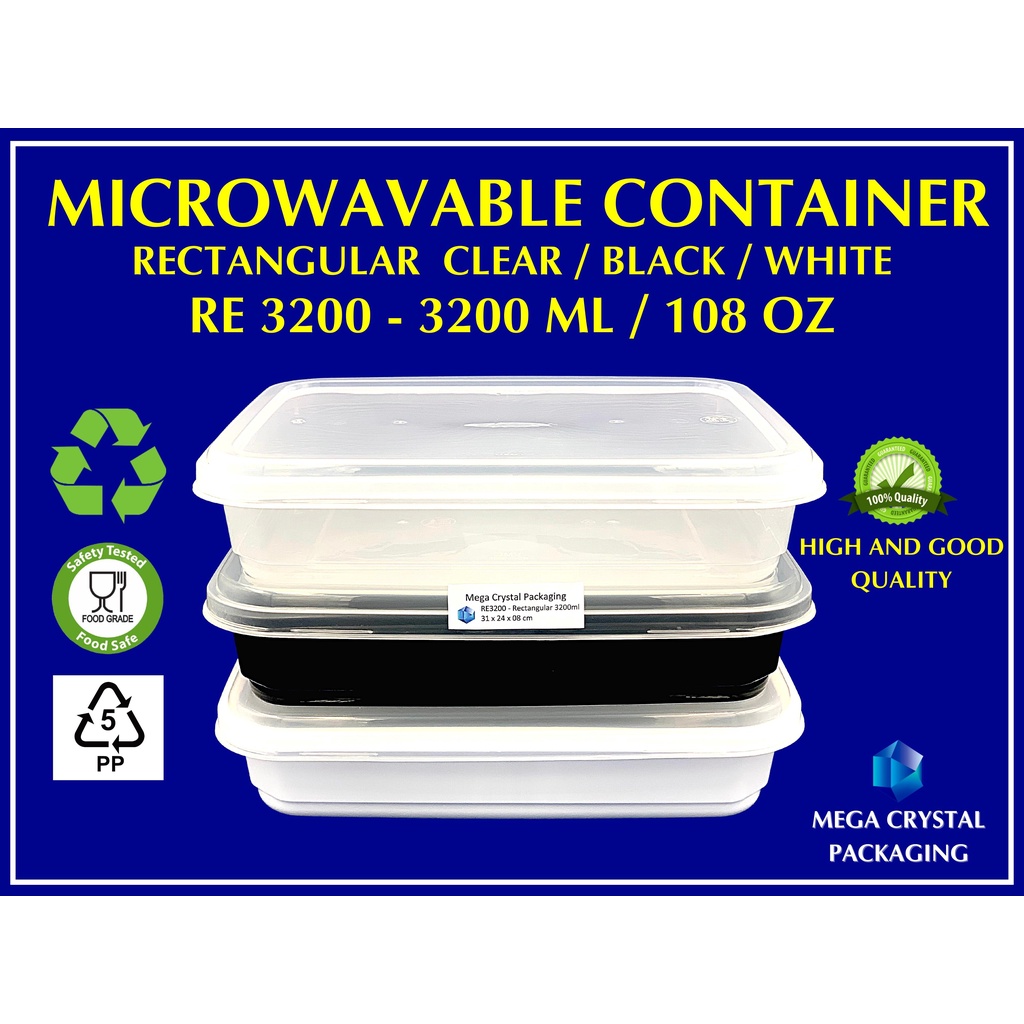 Microwavable Container RE 3200 Rectangular 3200 ml ( 5 Pcs. Per Pack